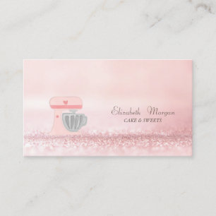 Carte De Visite Mélangeur de gâteau moderne élégant rose à effet b