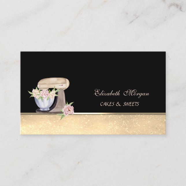 Carte De Visite Mélangeur de gâteau rétro Bokeh Sweets Bakery  (Devant)