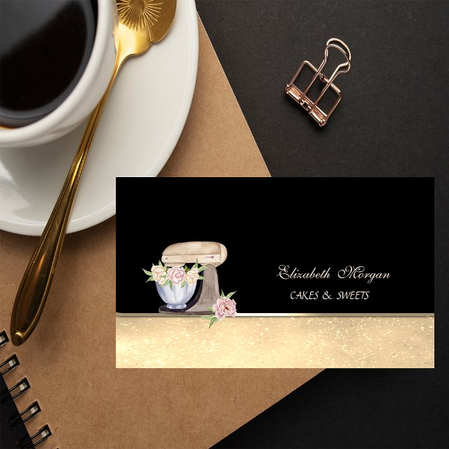 Carte De Visite Mélangeur de gâteau rétro Bokeh Sweets Bakery  (Créateur téléchargé)