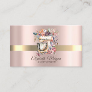 Carte De Visite Mélangeur floral de gâteau professionnel Rose Gold
