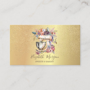 Carte De Visite Mélangeur floral de la boulangerie Confetti d'or