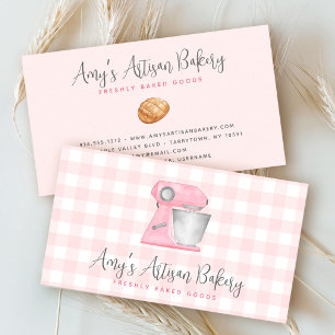 Carte De Visite Mélangeur sur socle de cuisine rose pastel Gingham