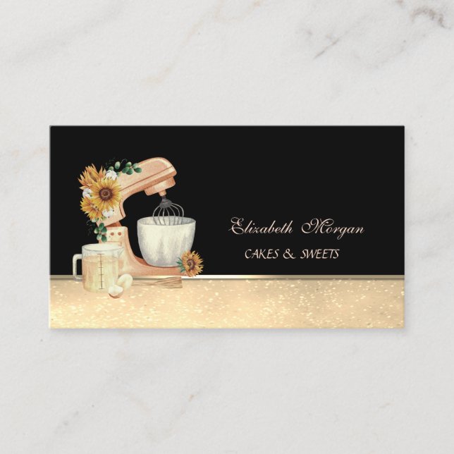 Carte De Visite Mélangeur Tournesols Bokeh Sweets Boulangerie  (Devant)