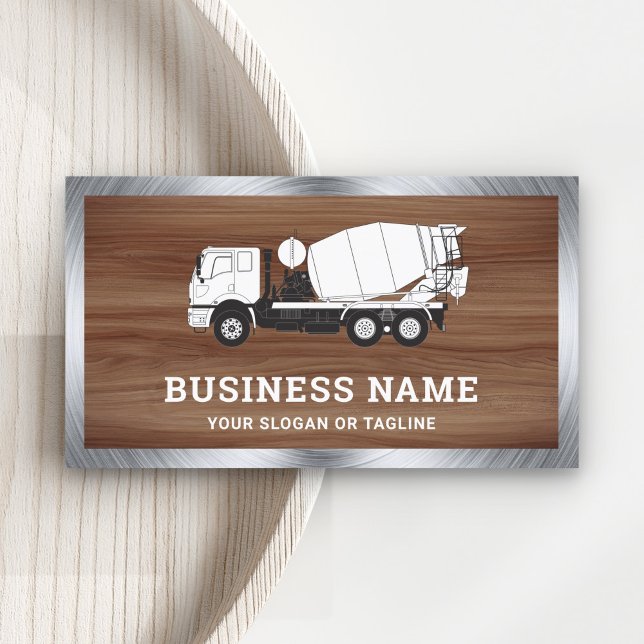 Carte De Visite Mélangeuse à béton à grain de bois marron Camion à (Créateur téléchargé)