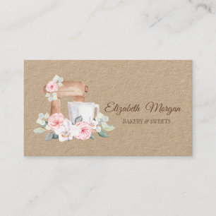 Carte De Visite Mélangeuse de boulangerie Fleurs Kraft