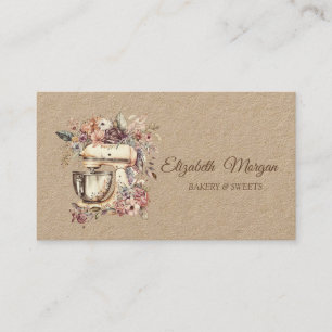 Carte De Visite Mélangeuse florale chic professionnelle