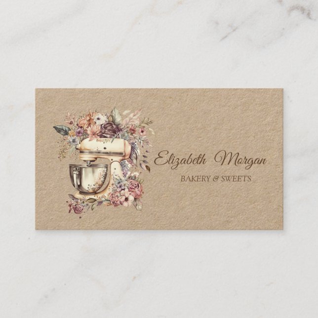 Carte De Visite Mélangeuse florale chic professionnelle  (Devant)
