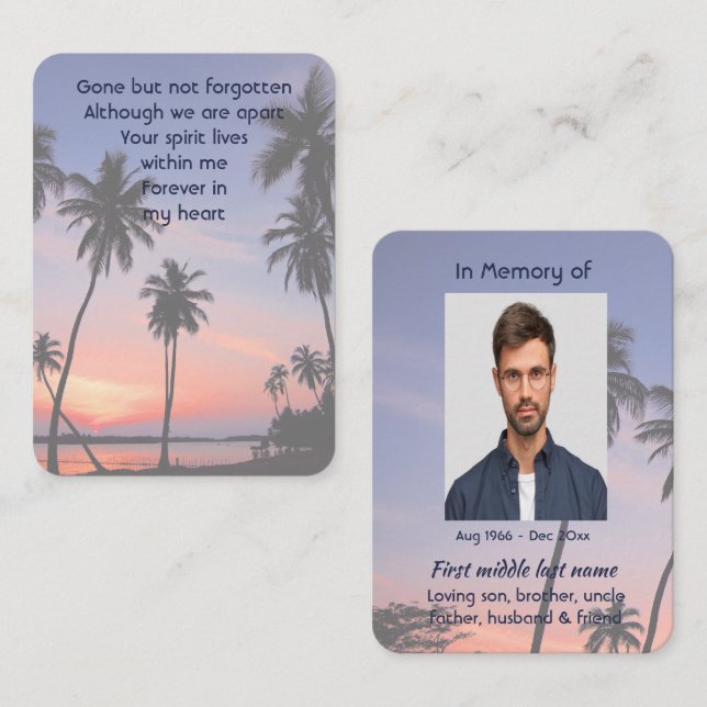 Carte De Visite Mémoire de poche Paradis de plage tropicale  (Devant / Derrière)