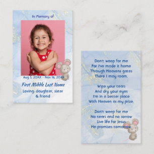 Carte De Visite Mémorial chrétien Cadeau Souris Mignonne