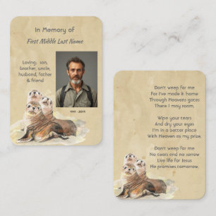 Carte De Visite Mémorial chrétien Sceaux aquarelle Animaux