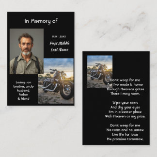 Carte De Visite Mémorial chrétien souvenir moto chopper