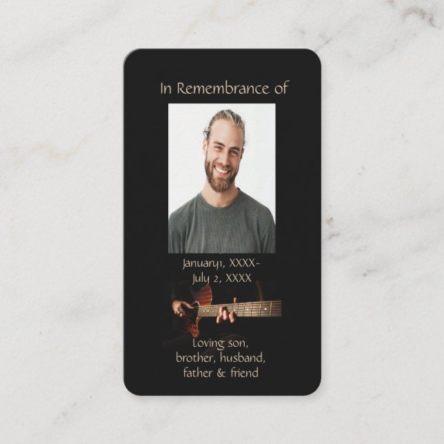 Carte De Visite Memorial Christian Memory Card Music Guitare (Devant)