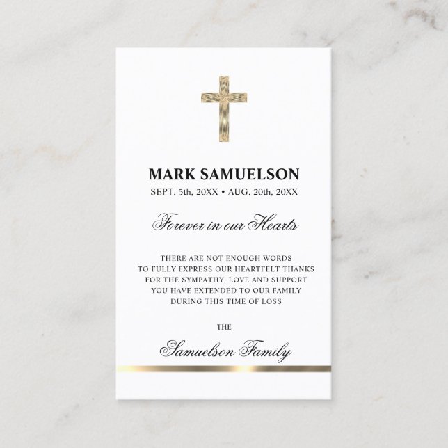 Carte De Visite Mémorial de la Sympathie Croix religieuse Or | PRI (Devant)