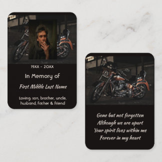 Carte De Visite Memorial Keepsake Custom Motorcycle Biker