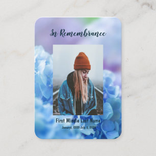 Carte De Visite Memorial Keepsaké Hydrangea Garden Flowers