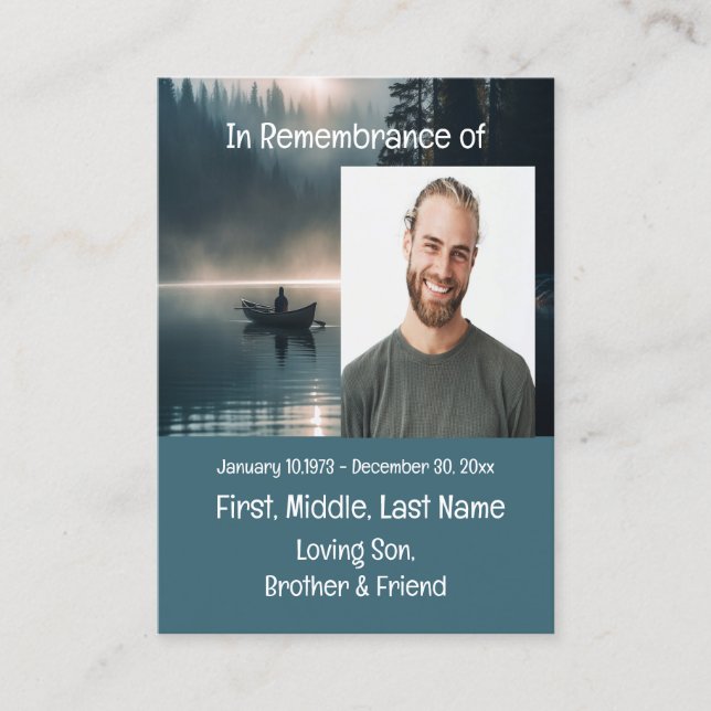 Carte De Visite Memorial Keepsaké Lake Boat Canoe Wilderness (Devant)