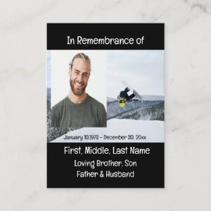 Carte De Visite Memorial Keepsaké Snow Boarding
