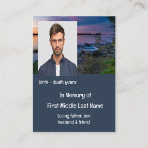 Carte De Visite Memorial Keepsaké Sunset Ocean Boat