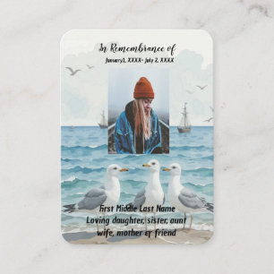 Carte De Visite Memorial Ocean Sea Seaguls Beach