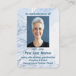 Carte De Visite Memorial Photo Custom Blue Foliing Garden