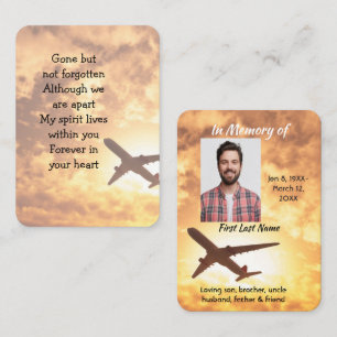 Carte De Visite Memorial Photo Keepsaké avion pilote