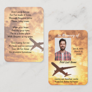Carte De Visite Memorial Photo Keepsaké avion pilote