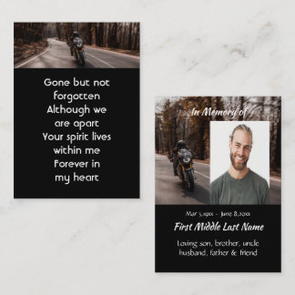 Carte De Visite Memorial   Photo Motorcycle Biker 