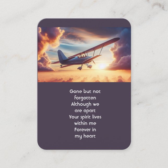 Carte De Visite Memorial Photo Pilot Airplane Flying Sunset (Devant)