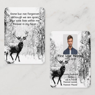 Carte De Visite Memorial Photo Prayer Stag Deer Forest Winter Wild