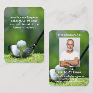 Carte De Visite Memorial Photo Prière Golfer Golf Course Golf