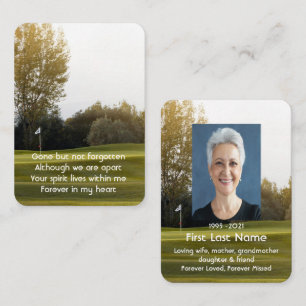Carte De Visite Memorial Photo Prière Golfer Golf Course Golf B