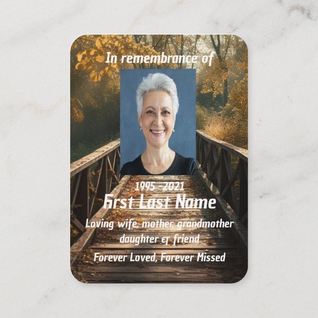 Carte De Visite Mémorial Photo Prière Pont Nature Paysage (Dos)