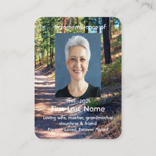 Carte De Visite Memorial Photo Prière Walk Forest Trees Wilderness