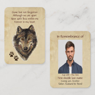 Carte De Visite Memorial Poche Keepsaké Wolf Wolf Wolf Animal