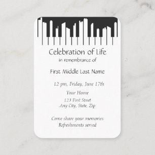 Carte De Visite Memorial Service Piano Musicien Cityscape
