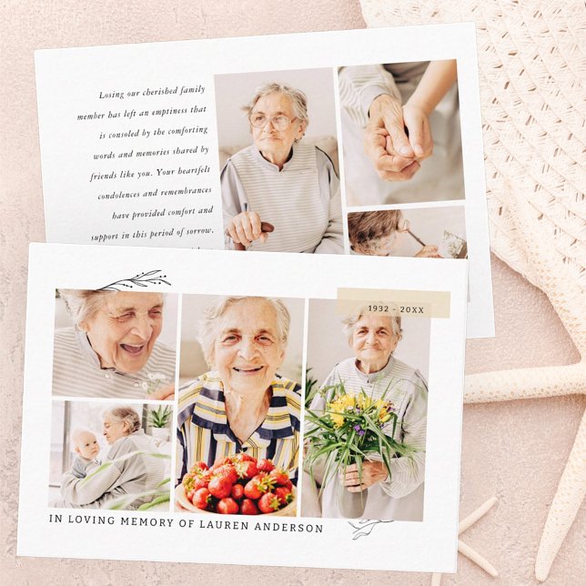 Carte De Visite Memorial Simple Modern 7 - Grille photo Prière (Créateur téléchargé)