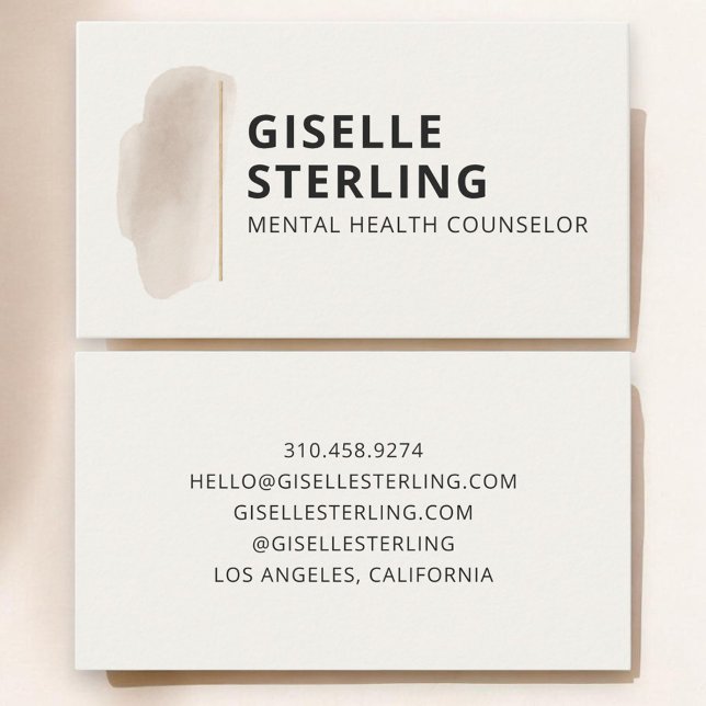 Carte De Visite Mental Health Counselor Therapist Neutral Beige (Créateur téléchargé)