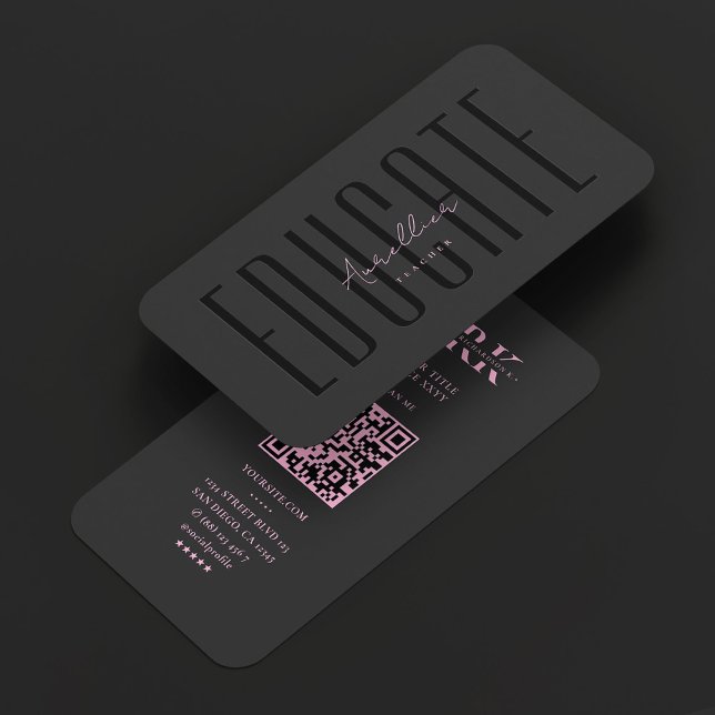Carte De Visite Mentor d'enseignant minimal Coach Rose Noir (Minimal Teacher Mentor Coach Pink Black Business Card
)