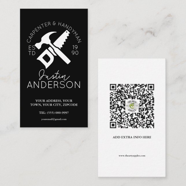 Carte De Visite menuiserie charpentier services menuisier menuisie (Devant / Derrière)