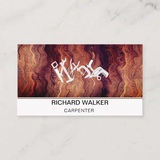 Carte De Visite Menuiserie Outils de menuiserie Ouvrages en bois (Devant)