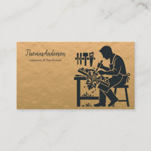 Carte De Visite Menuiserie Rustique Grain de Bois Professionnel