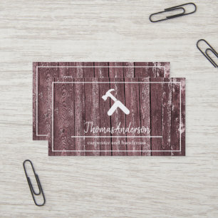 Carte De Visite Menuiserie Rustique Grain de Bois Professionnel