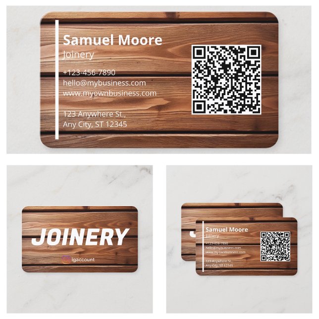 Carte De Visite Menuisier Professionnel Code QR Simple (Joinery Professional Simple QR Code Business Card
)