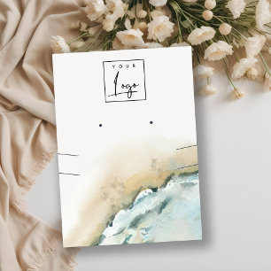 Carte De Visite Mer Côtière Vagues Sable Plage Élevant Collier