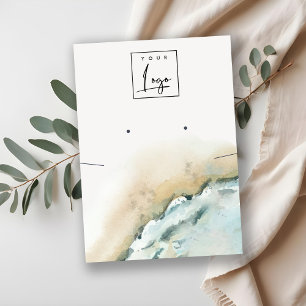 Carte De Visite Mer Côtière Vagues Sable Plage Élevant Collier