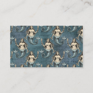 Carte De Visite Mer de sirène Vintage créatrice de couleur bleue