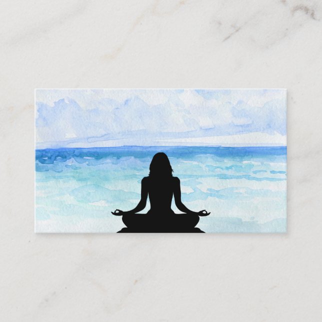 Carte De Visite *~* Mer Plage Mindfult Méditation Yoga (Devant)