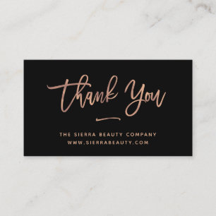 Carte De Visite Merci   Black and Rose Gold Small Business