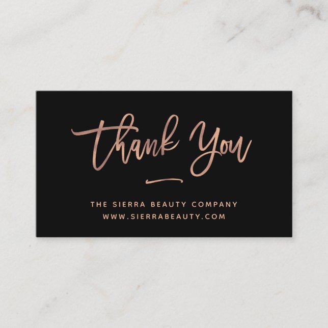 Carte De Visite Merci | Black and Rose Gold Small Business (Devant)