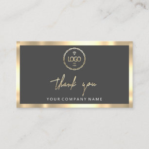 Carte De Visite Merci Business Insertion Logo Gold Frame Gris